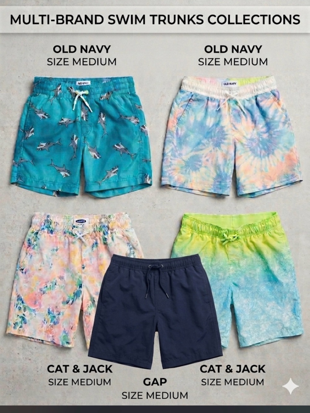 5 Piece Boy Size Medium Swim Wear Bundle